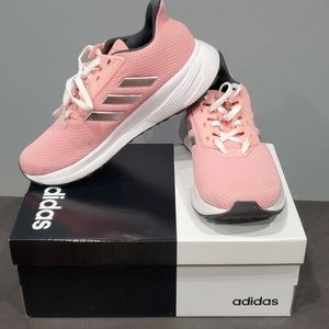 Adidas pink and silver gym shoes for girls